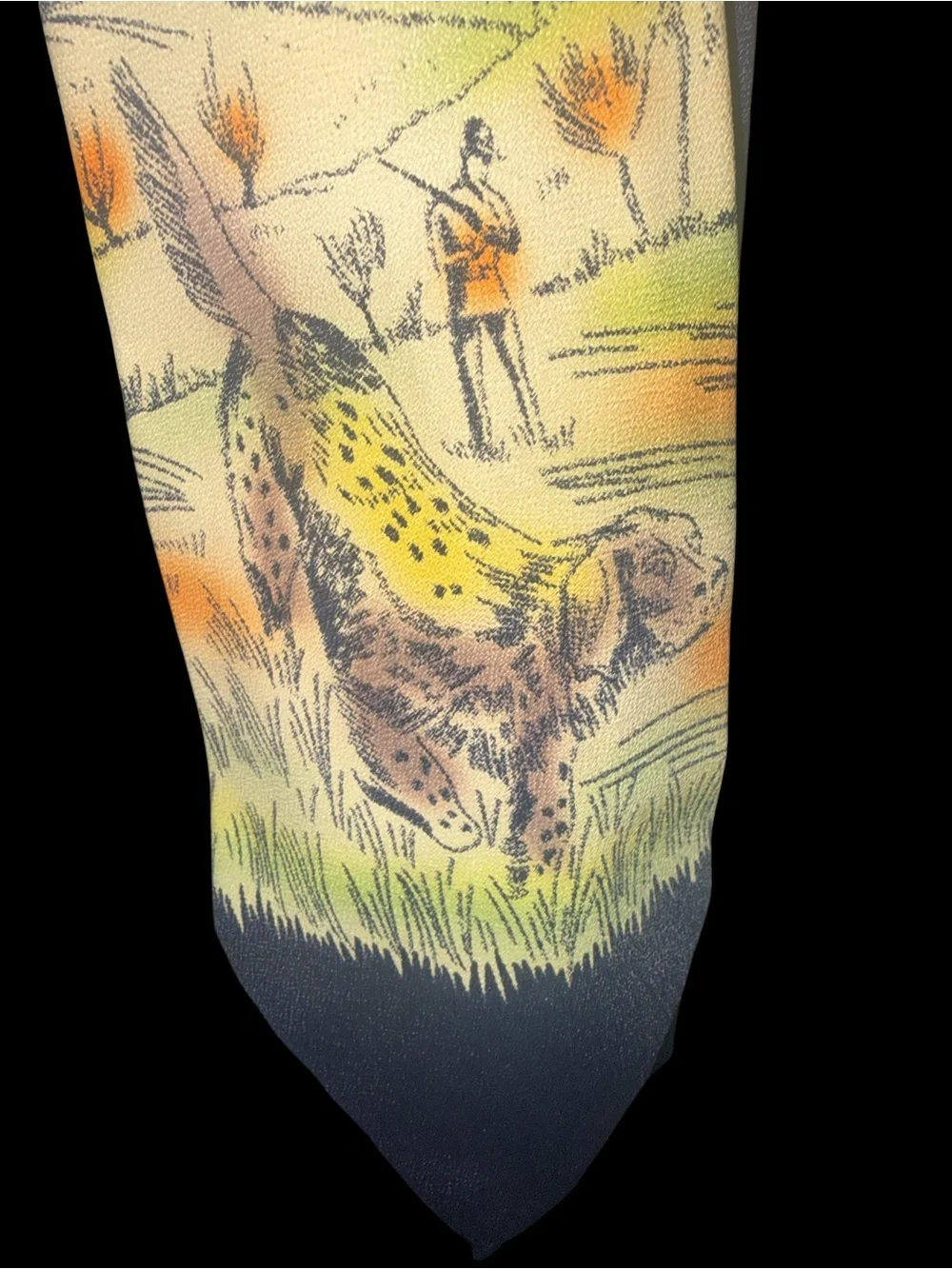1940’s Brent hand painted hunting necktie dog ducks geese Montgomery Ward